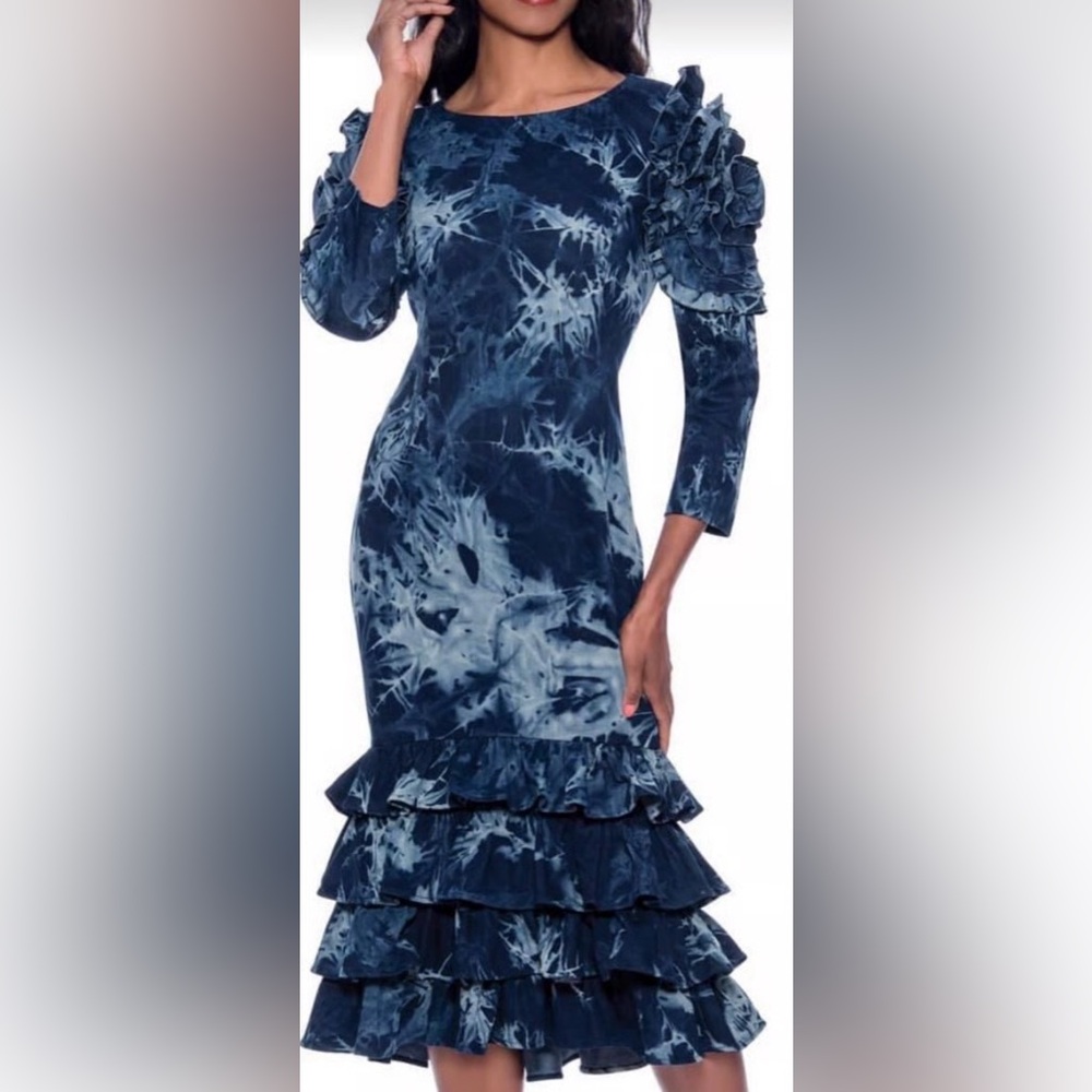 DEVINE SPORT NY Denim ruffled Blue ruffle dress-8- SUPER CUTE!